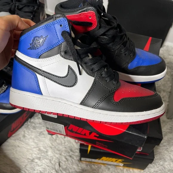 Air Jordan 1 Retro High OG Red Blue Black White GS 5.5Y - Picture 3 of 6